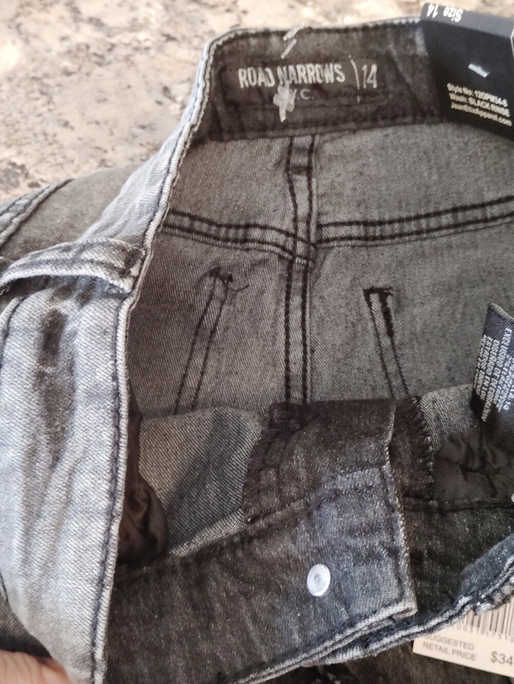 :NWT Broad Narrows N.Y.C. Boys Moto Biker Jeans Black Rinse Size 14 - Picture 5 of 6